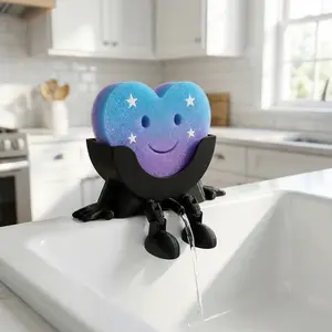 Cute Hanging Sponge Holder with Drainage,3D Printed Kitchen Funny Sponge Stand for Sink,Suitable for Scrub Daddy Holder,Keeps Your Sponge Dry Smiling