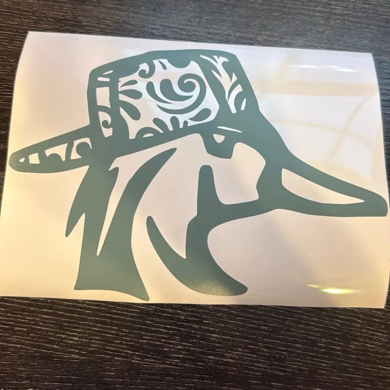 Duck Tooled Leather Hat Window Decal Permanent Vinyl 8 x 5.83 inches