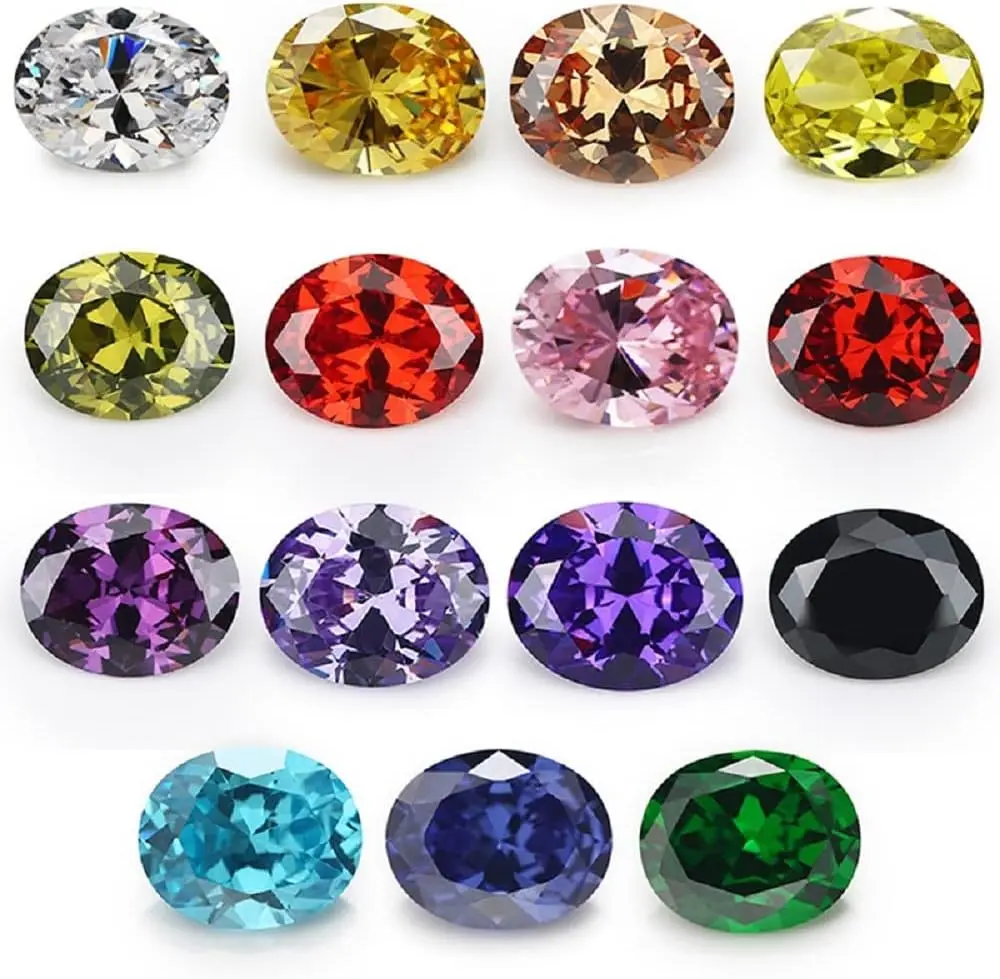 5A Grade Oval Cut Synthetic Cubic Zirconia Loose Gemstones - 15 Mixed Colors for DIY Jewelry Making, Ideal for Jewelry Enthusiasts, Loose Stones