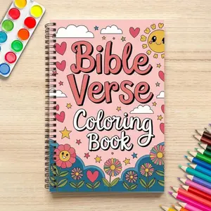 1pc Faith & Calm Christian Devotional Coloring Book with Bible Verses Spiral Notebook Bible Verse Coloring Book with Suns, Flowers, and Hearts Illustrations for Relaxing Faith-Focused Creativity 14cm x 21cm