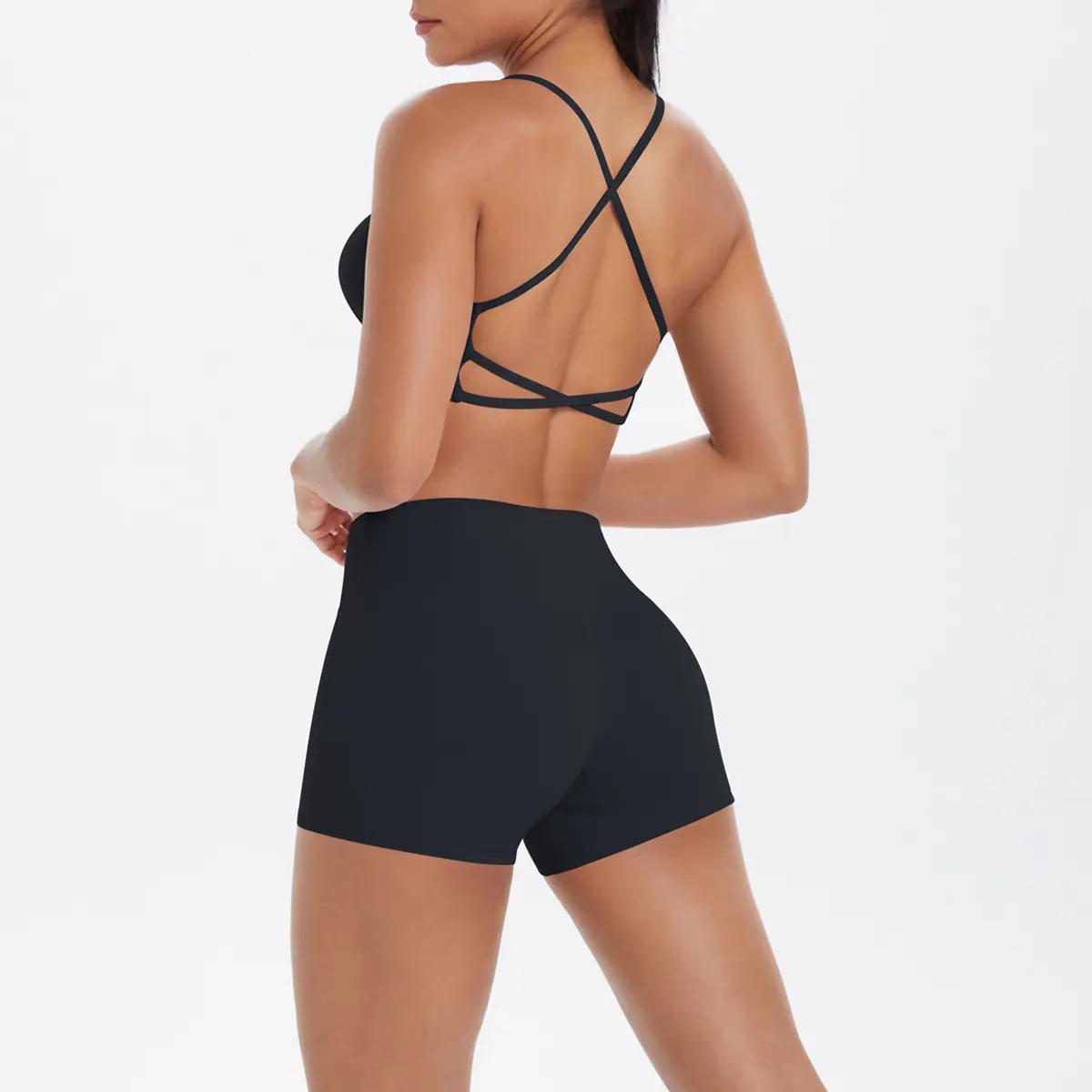 7112 bra+7101 shorts set   black