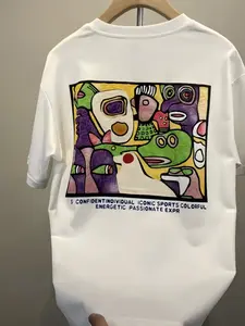 Picasso Style Abstract Face Graffiti Print Short Sleeve T-Shirt, American Art Trend Loose Half Sleeve, Unisex Casual Long Fit