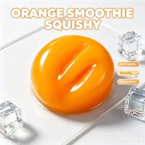 Cute Fake Orange Slushie Squish Fidget Hobby Toy, Silky Flowing Gel Squeeze Desk Ornament, Tiny Decor for Daily ASMR Relax & Indoor Hobby Playtime