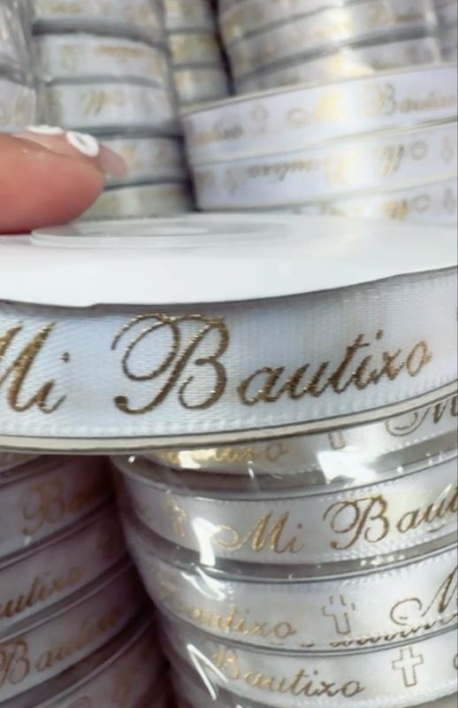 25 yards baptism Ribbons, Roll, “Mi Bautizo” Ribbon 3/8” Baptism