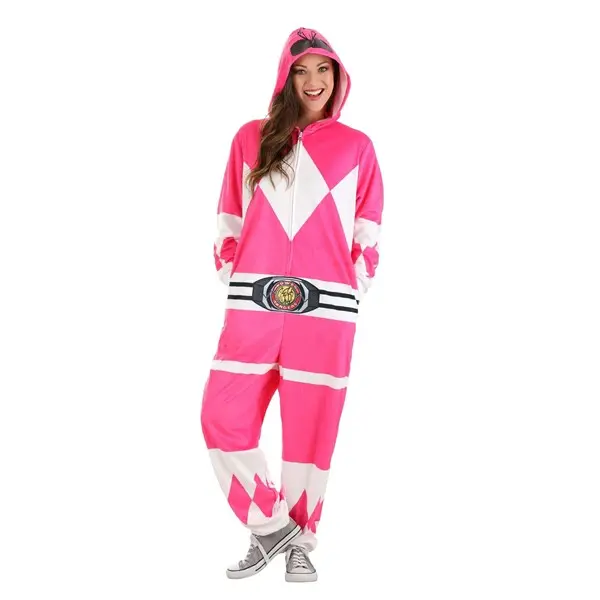 Adult Power Rangers Pink Ranger Hooded Union Suit