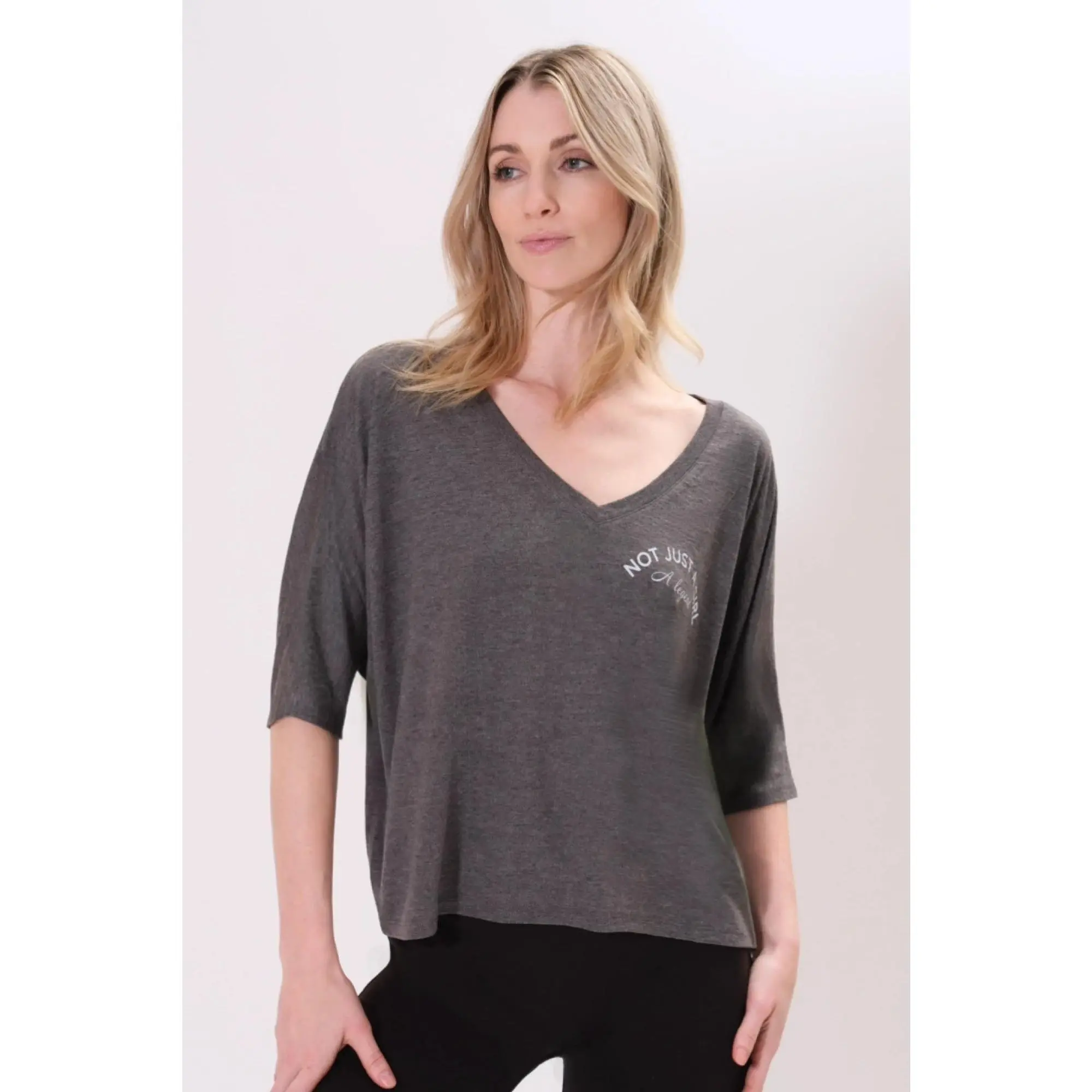 Birdiebee "Not Just A Girl" Women's Cotton V-Neck Slouchy T-Shirt (One-Size)