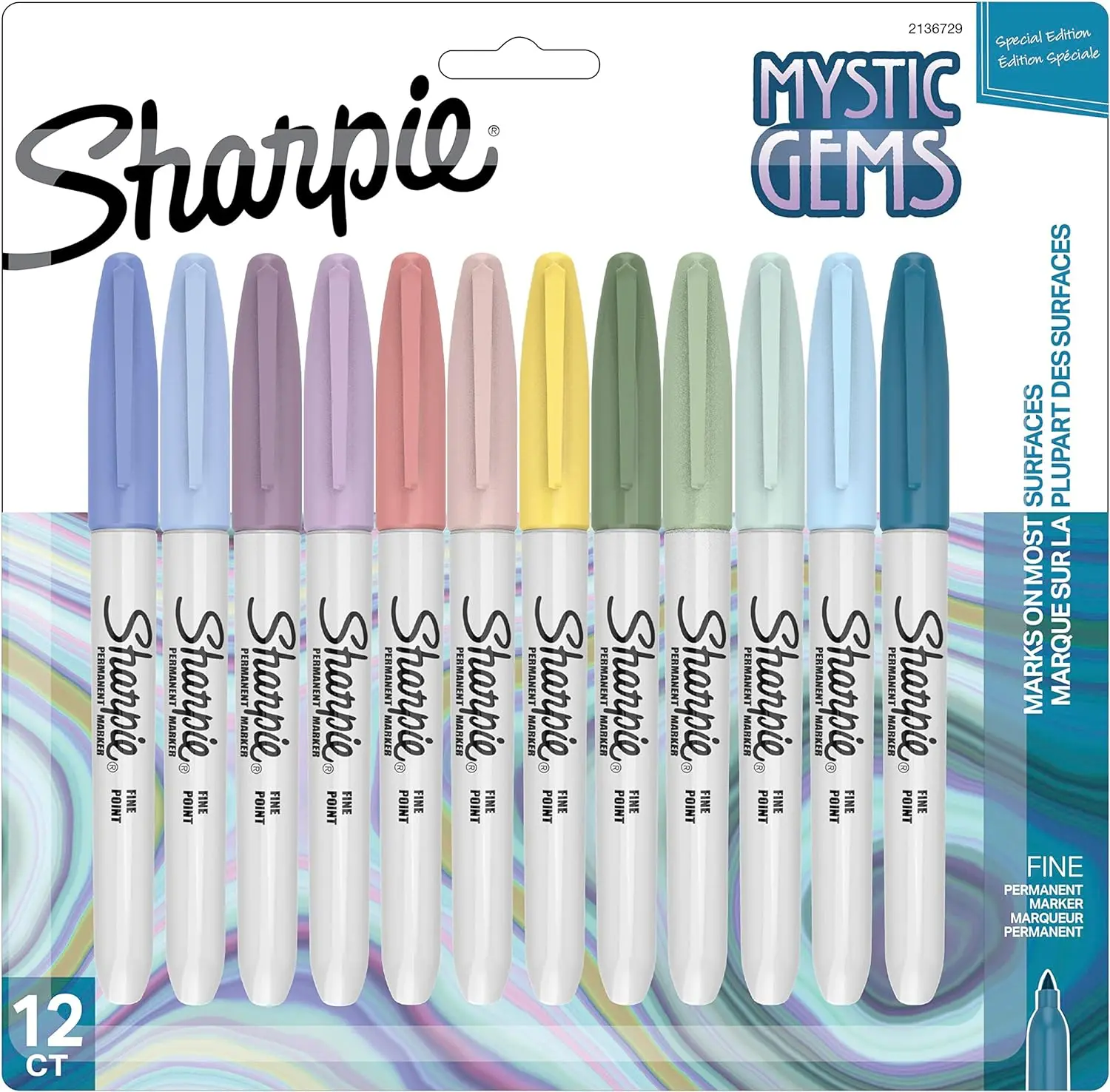 Sharpie Permanent Markers, Mystic Gems Special Edition, Fine Point, Assorted Colors, 12 Count - School, Office, Desk, Teacher Supplies