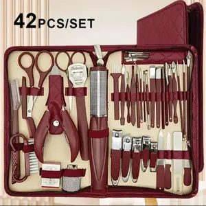 42-Piece Professional Stainless Steel Nail & Foot Care Set, Includes Eagle Nippers, Ear Spoon, Eyebrow Trimmer, Ergonomic Handle, Nail Manicure Kit