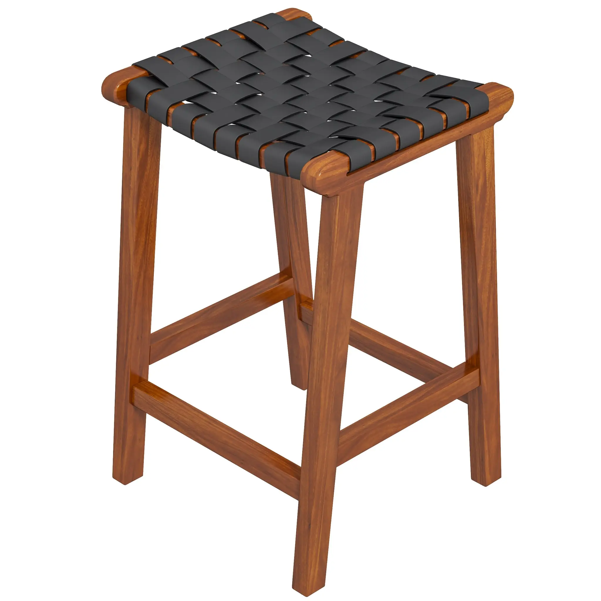 Andaman Black Leather Counter Stool, Counter Height Barstools for Indoor Furniture Use