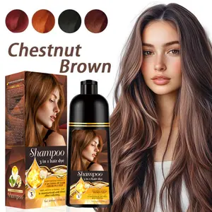 Hair Dye Shampoo for Gray Hair 3-in-1 Herbal Color Shampoo for Women & Men Easy Use Long-Lasting Natural Color Nourish Scalp Wine Red Chestnut Brown Grape Purple & Black Haircare