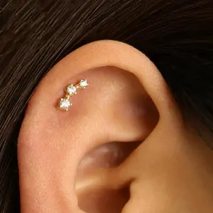S925 Sterling Silver Tiny Dainty Earrings Minimalist Zirconia Studs，These Tiny Earrings Go With EVERYTHING | Sleep In Them