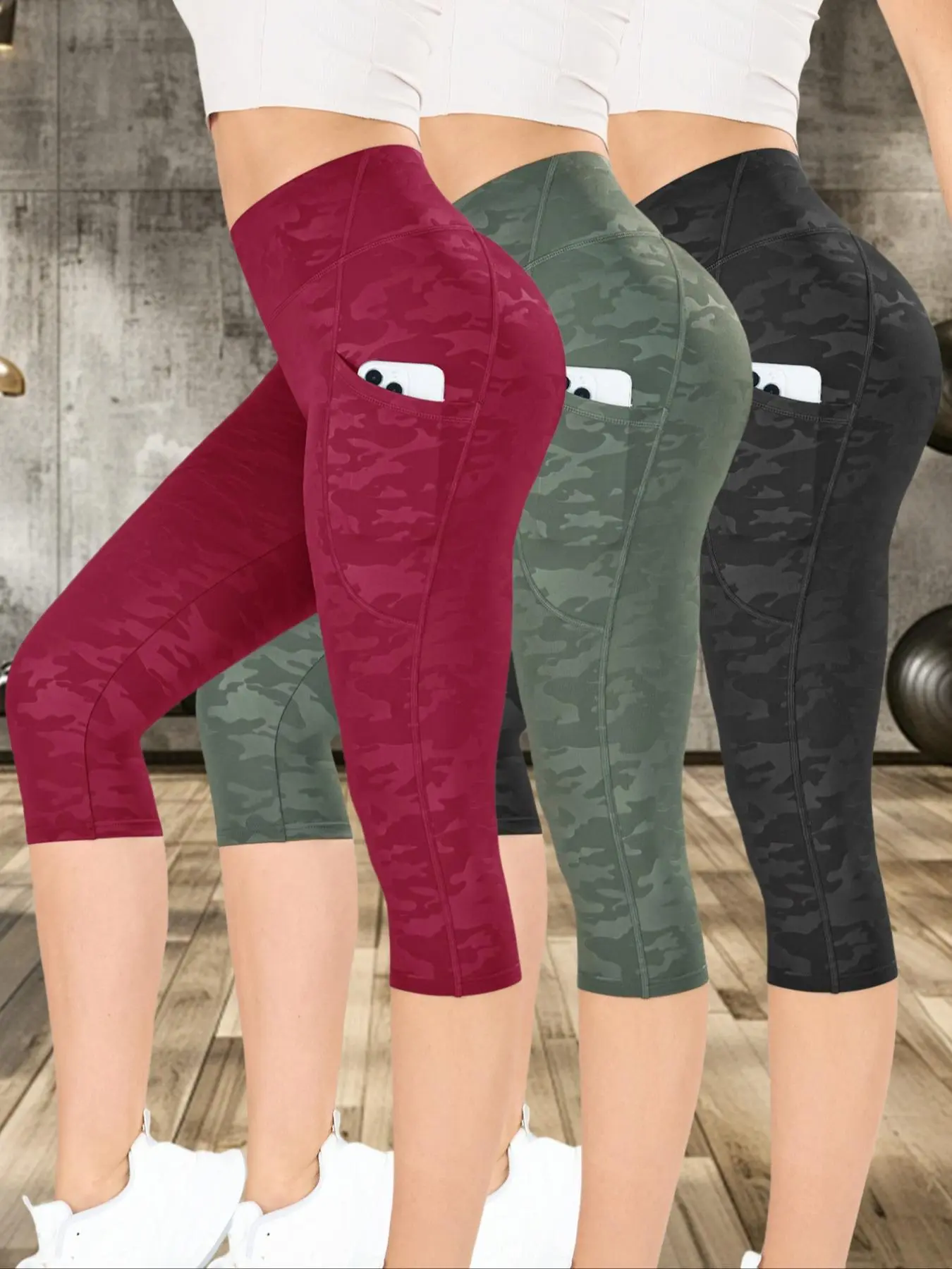 Women's Camo Print Gym Shorts, Breathable Comfortable Skinny Shorts, High Stretch Yoga Leggings, Ladies Sportswear for Indoor Outdoor Wear Breathable Athletic Bottoms, Fitness Summer Bottoms