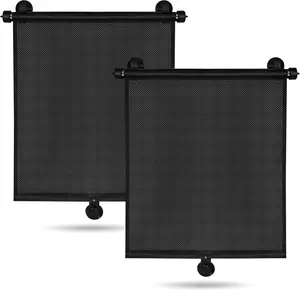 2 Pack  Side Window Sun Shade - Retractable  Roller Sunshadewith Reinforced Suction Cups, Drop Down UV Interior Sunshade,  Window Sunshade (15" x 17")