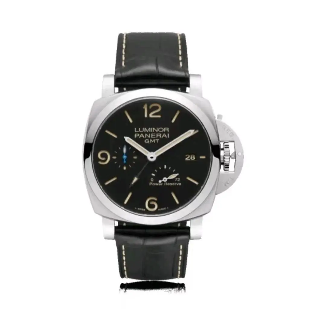 Unworn Panerai Luminor 1950 PAM01321 GMT Power Reserve 44mm Brushed Steel Automatic Watch