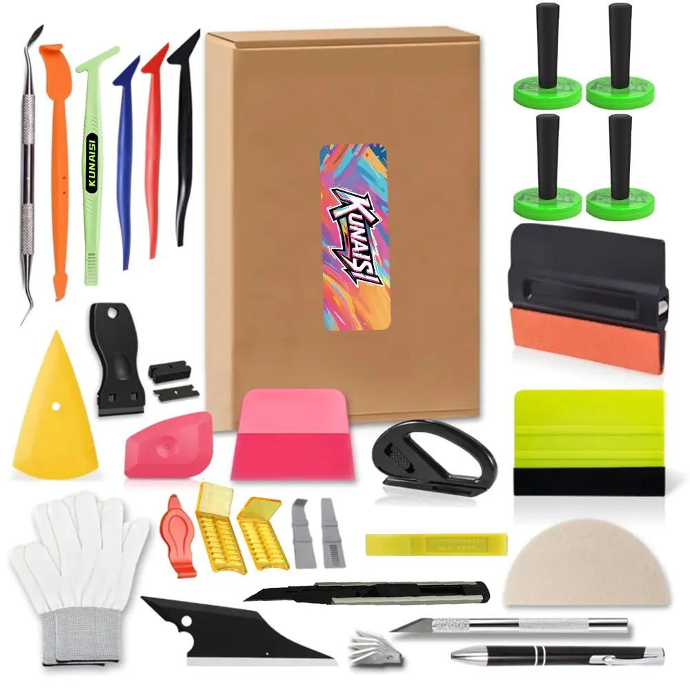 Complete Car Vinyl Wrap Tool Kit | PPF Installation Tools Set Auto Body Tools w/ Squeegee, Cutter, Scraper, Gloves & Film Accessories | All-in-One Kit for Beginners & Professionals