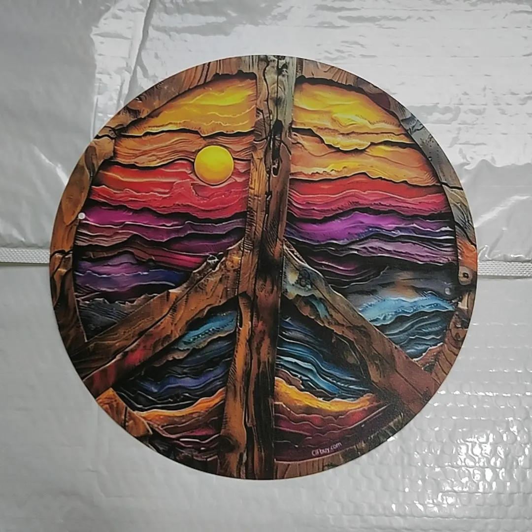 8x8 Inch Vintage Peace Sign Plaque Wall Art Modern Floral Paintings Vintage Prints 2D Printed Colorful Floral Design with Random Hole Pattern Retro Room Home Cafe Bar Garage Garden Indoor Outdoor Decor, Decoration, Birthday Christmas Graduation Gift