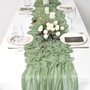 6/10/15/24 Pack Cheesecloth Table Runner 17 x 108 Inch Gauze Table Runner Fall Thanksgiving Boho Rustic Farmhouse Fabric Semi Sheer Cheese Cloth Table Decor Bulk for Rustic Romantic Wedding Baby Shower Party Table Holiday Decoration