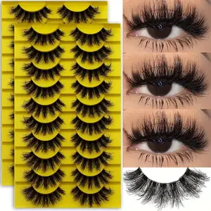 【Buy 1 Get 1 Free】Lashes Mink Fluffy False Eyelashes Wispy Fluttering Explosive Effect Dramatic Eyelashes 6D Curly Strip Lashes Thick Long Fake Eye Lashes 10 Pairs Pack Daily Makeup product lover