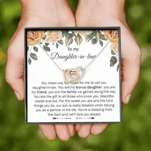 To My Daughter In Law Necklace, Future Daughter-In-Law Necklace, Daughter in Law Necklace, Sentimental Gift for Bonus Daughter, Interlocking Heart Necklace for Daughter-in-law, Best Gift for New Daughter-in-law from Mother-in-law