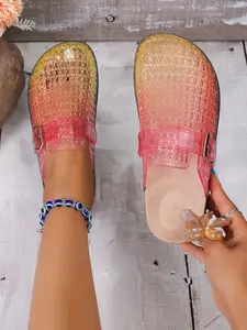 Women's Jelly Toe Slippers, Summer Fashion Beach Sandals, Hollow Out Non-Slip Lightweight Home Slip-Ons, Casual Eva Rubber Sole, All Seasons