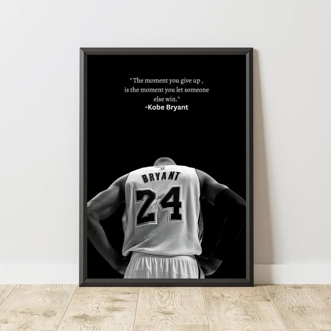 [UNFRAMED] Kobe Bryant Mamba Mentality, Black and White Motivational Poster, Home Gym Wall Art