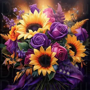 Flower Pattern DIY Diamond Arts Colorful Painting Kit without Frame, DIY 5D Diamond Arts Colorful Painting Kit, Wall Art Decor for Home, Crafts, Handicraft, Diamond Painting Kits