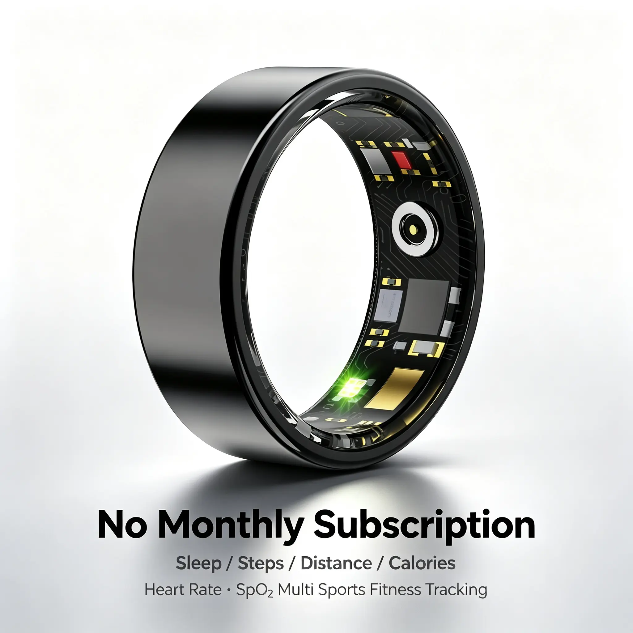Hillakyo R11M Universal Smart Ring for Women & Men, Magnetic Charging Case Included, IP68 Waterproof Android Fitness Tracker with 24H Heart Rate, SpO2, Step Count, Sleep Monitor, Multi-Sports Mode, No Monthly Subscription (Batteries Included), Wearable, S
