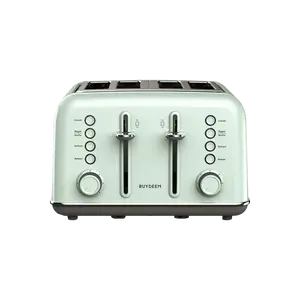 BUYDEEM Retro 4-Slice Toaster, Stainless Steel Wide Slot Toaster Oven, 7-Shade Browning Control, Elegant Fir Green, Perfect Gift for Holidays & Special Occasions