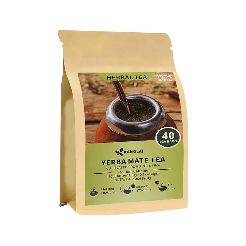 Natural Yerba Mate Tea Bags, 40 Count (3g/Bag) - Unsmoked Argentine Cultivated Herbal Beverage - Rich in Antioxidants and Plant Nutrients