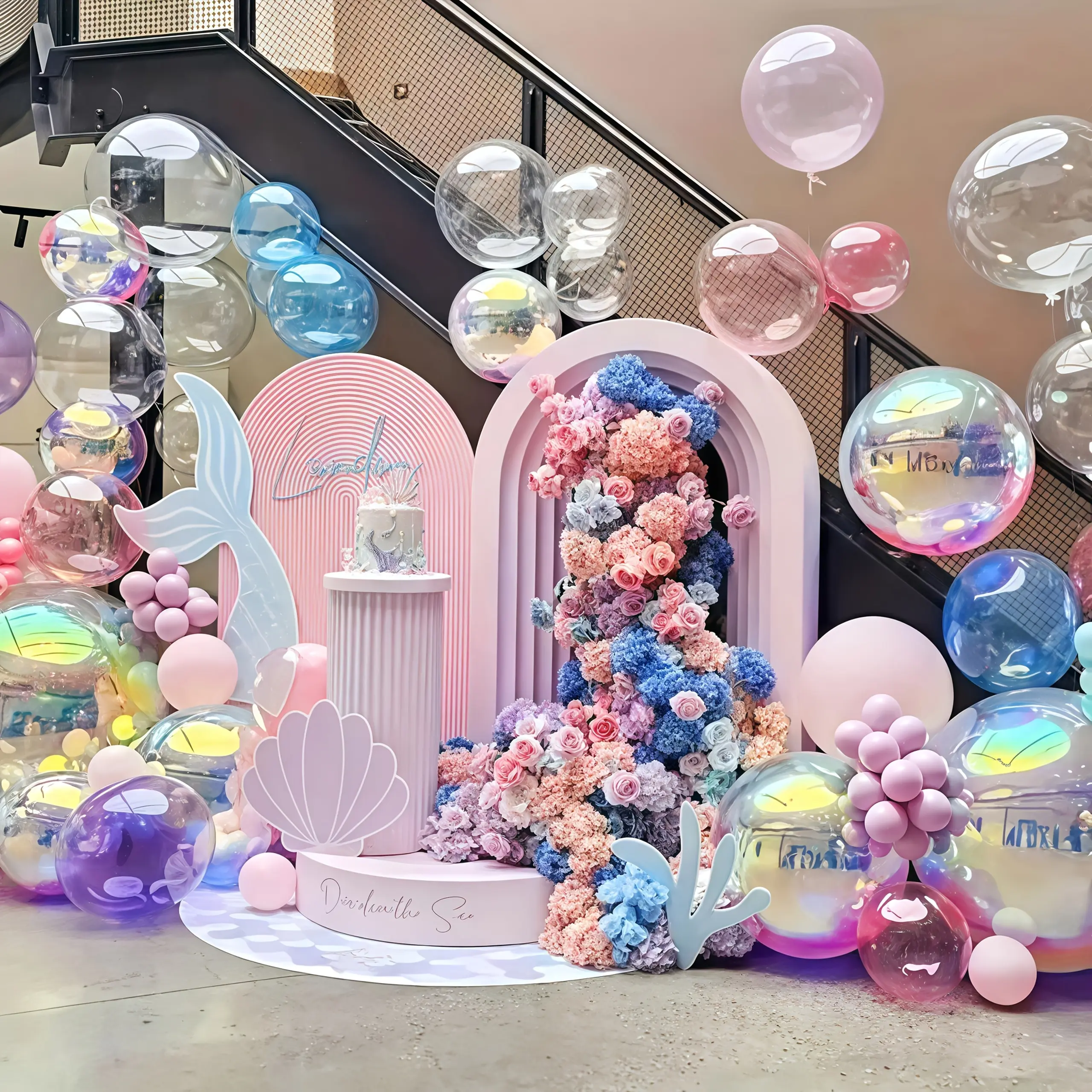 15 Rainbow Colored 4D Balloons 10 Inches 22 Inches 32 Inches Rainbow Colored 4D Sphere Balloons/Holographic Balloons/Star Shaped Transparent Foil Decoration Folding Rainbow/Underwater Mermaid Party Decoration Balloons/Fashionable Party Decoration