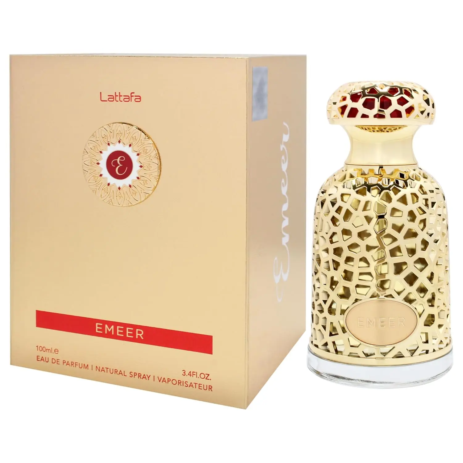 Lattafa Emeer EDP Tester, Branded Arabian Aromatic Woody Men's Perfume, 3 to 3.9 fl oz, Single Item