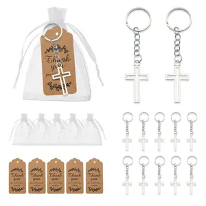10/20-piece set of hollowed-out cross keychains with Hollow Cross Design, perfect for Christian church prayer gifts, communion, baptisms, parties, holidays, weddings, and Easter gifts, Party Keychain