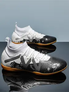 Men's All Over Print Lace Up Sports Soccer Shoes, Athletic Shoes, Football Boots, Football Field Boots, Breathable Comfortable Non-slip Sports Football Shoes, Football Cleats for Training Competition