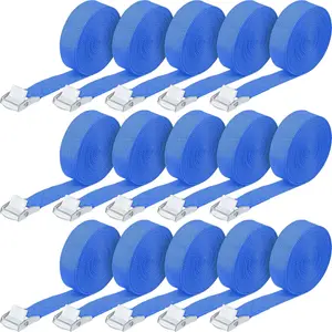 15 Pack Lashing Straps Adjustable Kayaks Tie Down Cam Buckle Straps with Buckles up to 250lbs for Cargo, Luggage, , ,  Roof Rack, Sup Surfboard(Blue,16 )