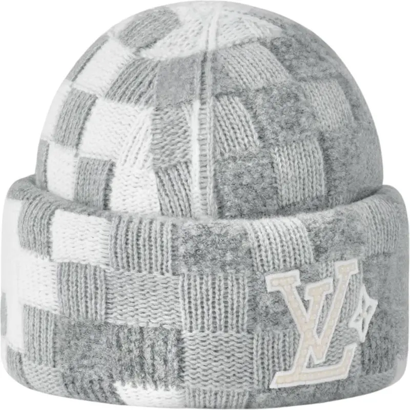Louis Vuitton LV Crush Damoflage Pearls Beanie Light Gray