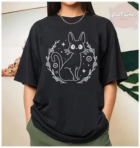 Jiji T-Shirt, Kikis Delivery Service T-Shirt, Kikis Shirt, Studio Ghibli T-Shirt, Ghibli Shirt, Hayao Miyazaki, Studio Ghibli Gift