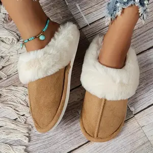 Women's Woolen Foam Fluffy Slippers, Memory Foam Fluffy Moccasin with Soft Plush Fleece Lining Slip-On for Indoor Outdoor Use