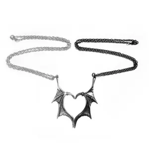 [Limited time event] Devil Wings Couple Necklace Gothic Retro Punk Hip-Hop Style Niche All-match Simple Personality High-end Creative Heart-shaped Couple Necklace for Valentine's Day Birthday Gift