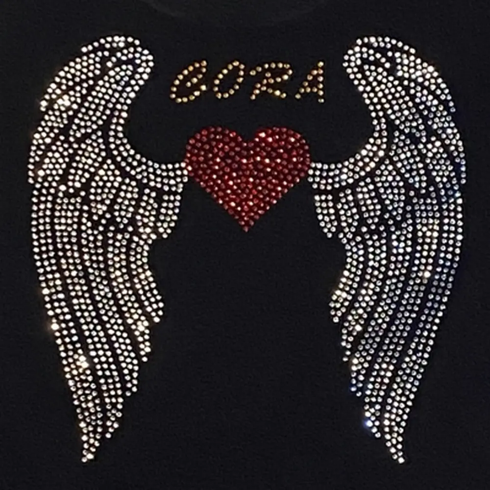 Custom Rhinestone Angel Wings with customer supplied name by Fat Cats Design