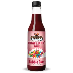 Syruvia Snow Cone Syrup 12.7oz - Bubble Gum Syrup For Shaved Ice, Snow Cones, Slushies, Italian Soda, Popsicles. Kosher, Dairy-Free.