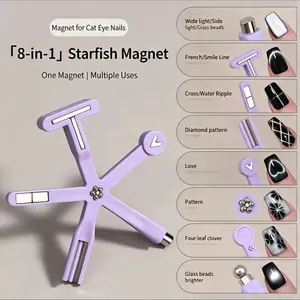 Eight-In-One Magnetic Tool, Strong Magnetism, Multi-Functional, Ideal for Gel Nail Art Design and Cat Eye Gel Polish Buffing