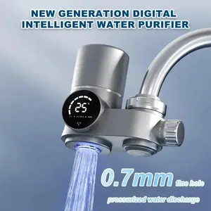 Kitchen faucet water purifier with an 99% purification rate, LED kitchen sink water purifier, removes impurities, compatible with standard faucets, equipped with 1 filter component, faucet diameter should be between 19.5 millimeters and 23.5 millimeters.