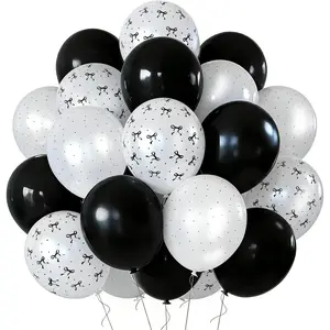 Black + White Bow Latex Balloons - 40 pk, 12" Bachelorette Party Decorations, Birthday Party Supplies,  to My 20s Decor, Cute Emo Girl Supplies, Black Theme Party, Death to My Youth Party Decor