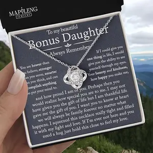 To My Bonus Daughter Necklace, Bonus Daughter Necklace, Gifts For Bonus Daughter, Step Daughter Necklace from Stepmom, Gifts For Stepdaughter, Step Daughter Gifts Love Knot Necklace On Xmas, Birthday