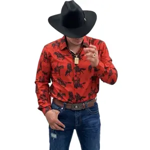 Men western shit Red Classic