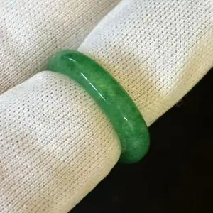 High-grade Natural Translucent Green Jade Jadeite Ring Band, Size 7