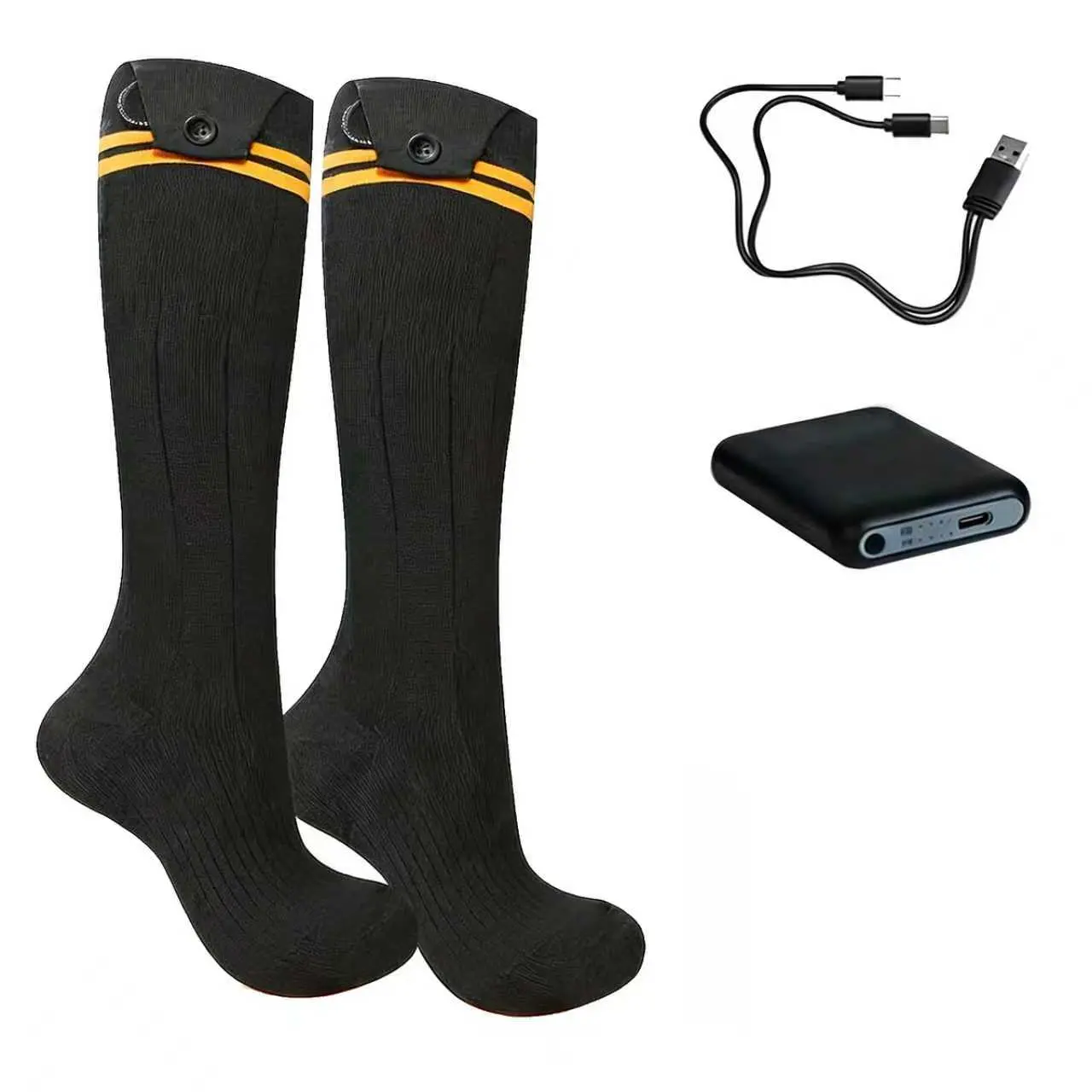 Heated Socks for Women, Athletic Modal Winter Socks with 5000mAh Rechargeable Battery, 3 Heat Settings, 10-Min Fast Warm-Up, Machine Washable for Skiing, 10-Minute Fast Warm-Up, 5000Mah Battery, Athletic Preppy, Adults, Mid-Calf Sock