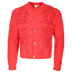 PUMA Mens X Aries Knitted Button Down Cardigan Athletic Outerwear Casual - Red
