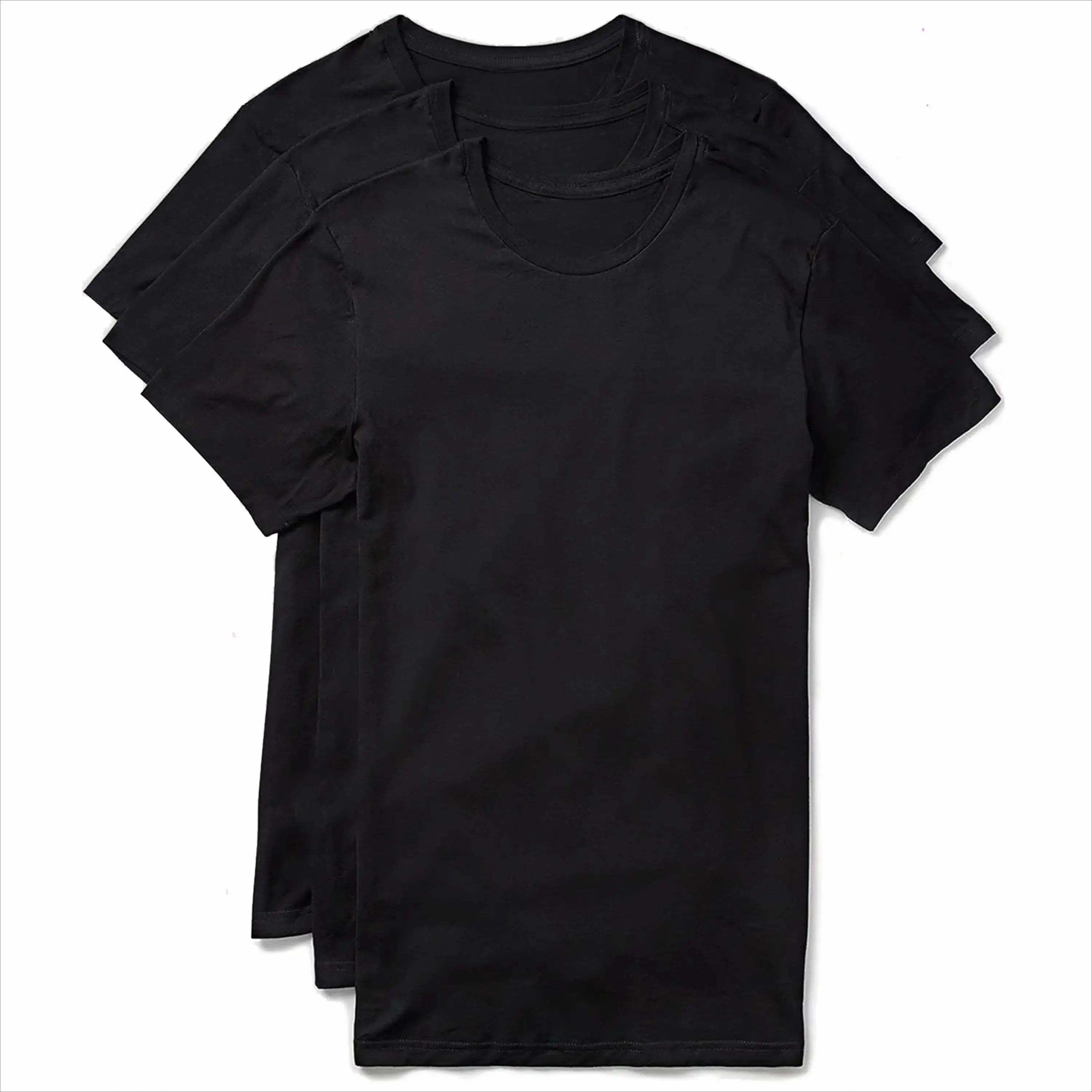 Men's 3-Pack T-Shirts, Slim Fit Shortsleeve Round Neck Tees in Soft Cotton Fabric, Breathable Moisture-Wicking Menswear for Layering