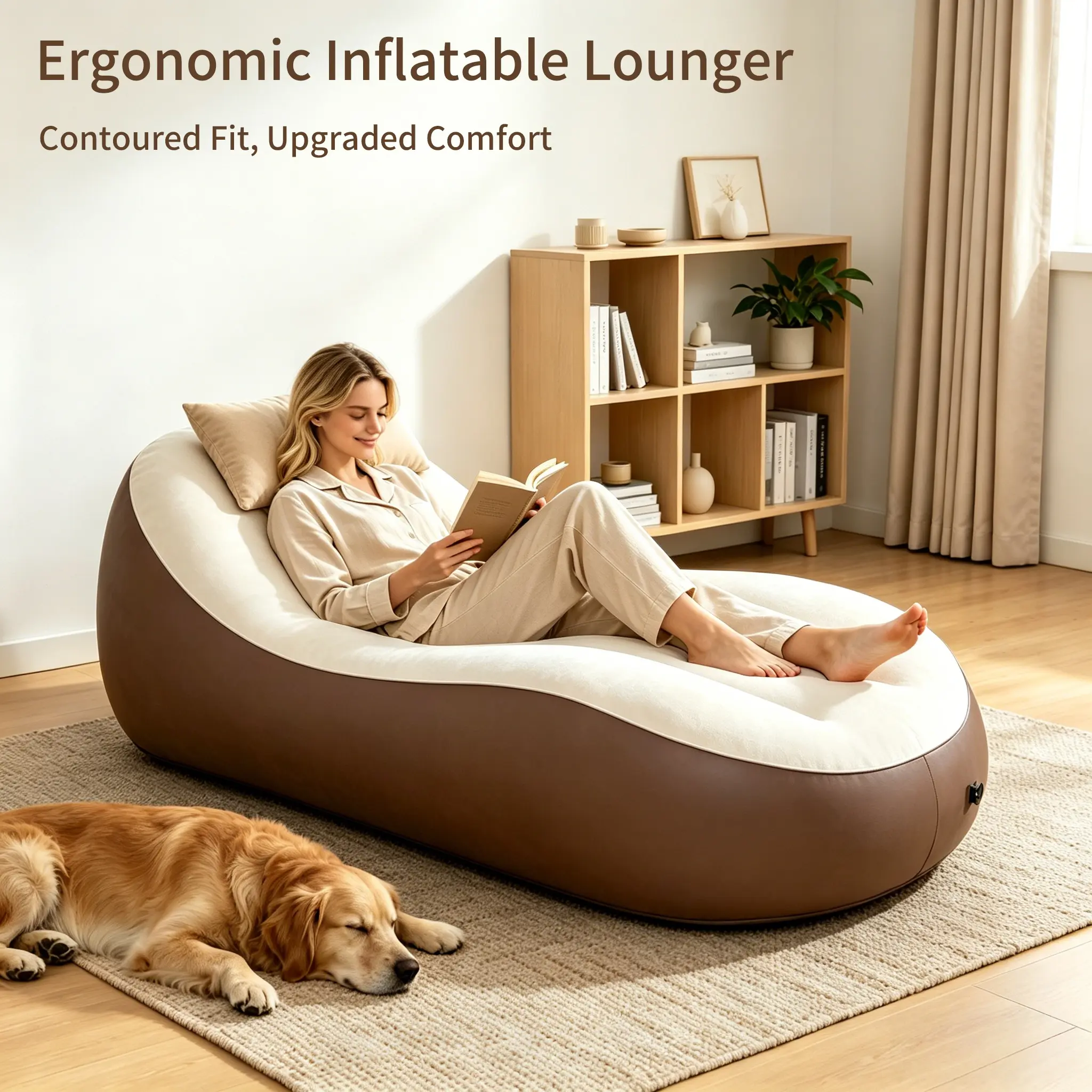 Portable Folding Outdoor Couch - Ergonomic Inflatable Sofa Lounger, 330 lbs Weight Capacity, Adult Camping & Beach Sofa Lounging Furniture Patio Sofa Comfy Portable Air Sofa